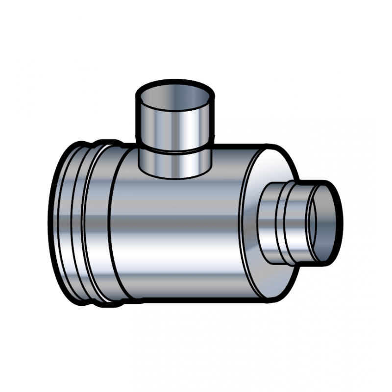 Elément prise d'air horizontal inox vers adaptateur Poujoulat PGI 80/130 Ref.37080706