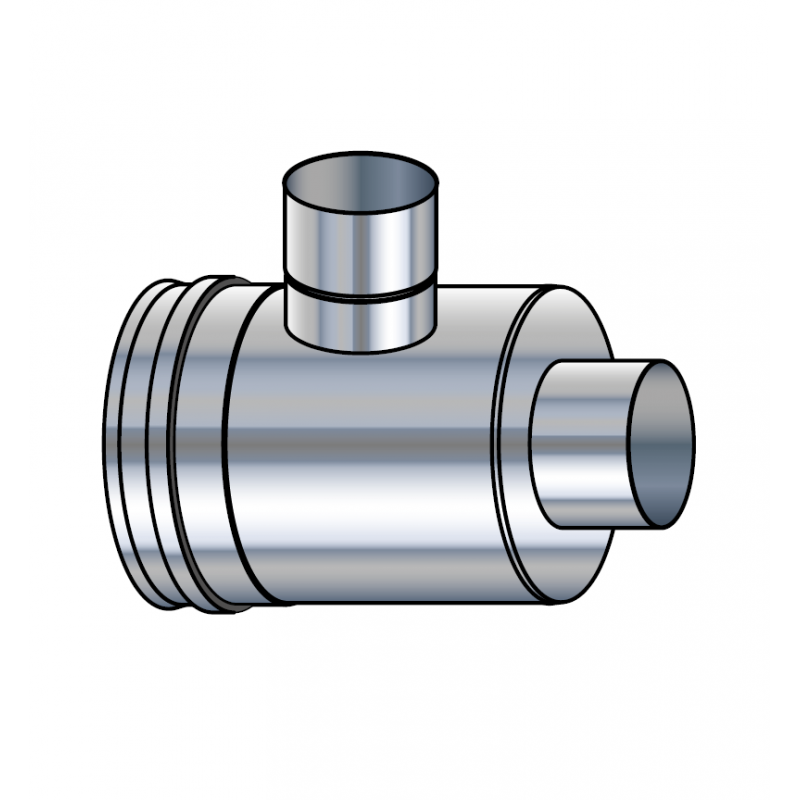 Elément prise d'air horizontal inox réduit  vers buse 80 mm  Poujoulat PGI 80/130 Ref.37080718