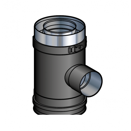 POUJOULAT - Terminal horizontal réglable PGI, diamètre 80 / 130 mm, noir graphite (RAL 9030) STHR 80 / 130 PGI Réf. 37080783/9030