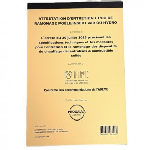 Carnet attestations de ramonage Progalva6103