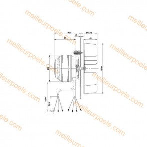 Ventilateur aspiration fumées AVEC encoder pour chaudières RED Ref.414508016. Plan