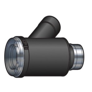 Elément prise d'air horizontal 135° noir Poujoulat PGI 100/150 coinnexion directe sur buse Ref. 37100505-9030